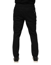 Dolce & Gabbana Black Striped Wool Men Jogger Pants
