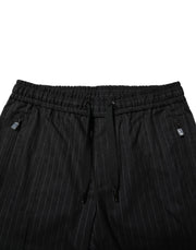 Dolce & Gabbana Black Striped Wool Men Jogger Pants