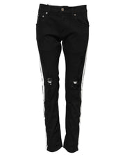 Dolce & Gabbana Black Tattered White Lining Skinny Denim Jeans