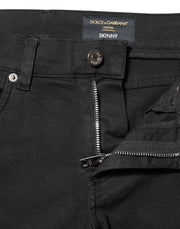 Dolce & Gabbana Black Tattered White Lining Skinny Denim Jeans