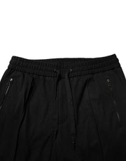 Dolce & Gabbana Black Viscose Skinny Logo Men Jogger Pants