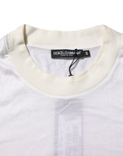 Dolce & Gabbana White Silk Crew Neck Long Sleeves T-shirt
