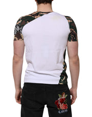 Dolce & Gabbana White Camouflage Cotton Men Crew Neck T-shirt
