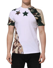 Dolce & Gabbana White Camouflage Cotton Men Crew Neck T-shirt