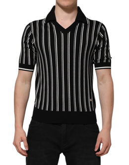 Dolce & Gabbana Black White Stripes Collared Polo T-shirt