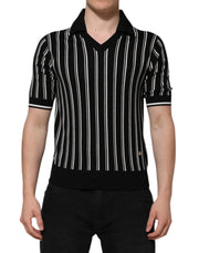 Dolce & Gabbana Black White Stripes Collared Polo T-shirt