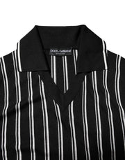 Dolce & Gabbana Black White Stripes Collared Polo T-shirt