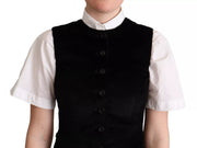 Dolce & Gabbana Black Brown Leopard Print Waistcoat Vest