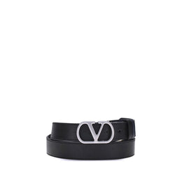 Valentino Garavani Black Calf Leather Bos Taurus Regular Belt