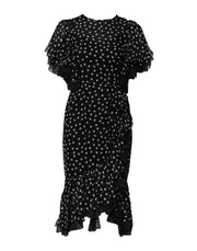 Dolce & Gabbana Black White Lace Polka Dot Chiffon Dress