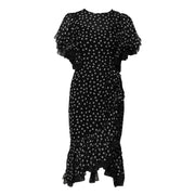 Dolce & Gabbana Black White Lace Polka Dot Chiffon Dress