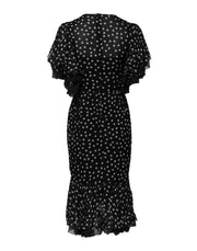 Dolce & Gabbana Black White Lace Polka Dot Chiffon Dress