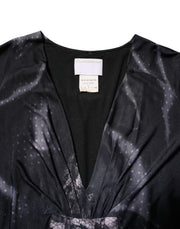 Roberto Cavalli Black Floral Viscose Sheath Midi Dress