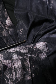 Roberto Cavalli Black Floral Viscose Sheath Midi Dress