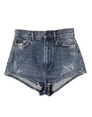 Dolce & Gabbana Blue Tattered Denim Cotton Hot Pants Shorts