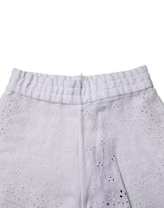 Dolce & Gabbana White Linen High Waisted Hot Pants Shorts