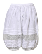 Dolce & Gabbana White Lace Paneled Cotton High Waisted Shorts