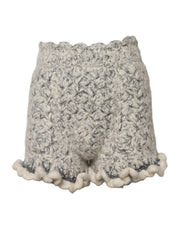 Dolce & Gabbana Metallic Bouclé Knit Cashmere Ruffled Shorts