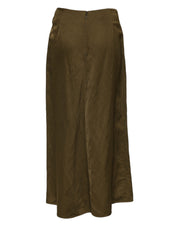 Jil Sander Olive Green Viscose A-line High Waist Midi Skirt