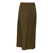 Jil Sander Olive Green Viscose A-line High Waist Midi Skirt