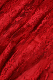 Dolce & Gabbana Red Cotton Floral Lace A-line Long Maxi Skirt