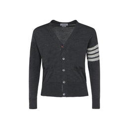 Thom Browne Gray Fleece Wool Cardigan