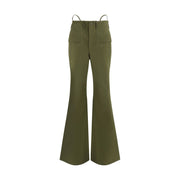 R13 Green Cotton Flared Pants