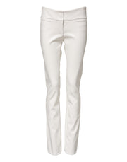 Dolce & Gabbana White Polyurethane High Waist Tapered Pants