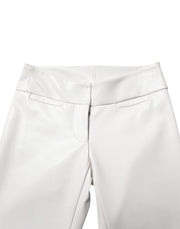 Dolce & Gabbana White Polyurethane High Waist Tapered Pants