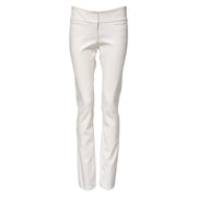 Dolce & Gabbana White Polyurethane High Waist Tapered Pants