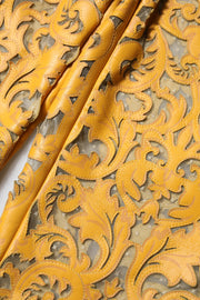 Dolce & Gabbana Yellow Floral Lace Mid Waist Capri Pants