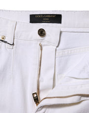 Dolce & Gabbana White Cotton High Waist Straight Denim Jeans
