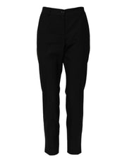 Dolce & Gabbana Black Wool High Waist Tapered Pants