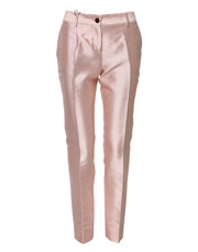 Dolce & Gabbana Pink Satin High Waist Tapered Pants