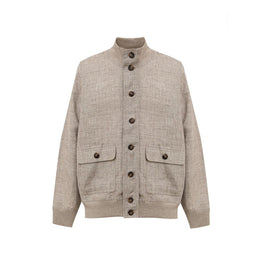 Gran Sasso Beige Linen Biker Jacket