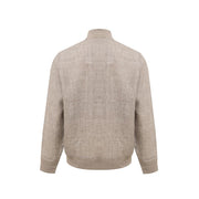 Gran Sasso Beige Linen Biker Jacket