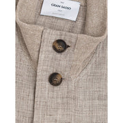 Gran Sasso Beige Linen Biker Jacket