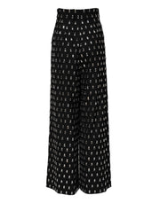 Dolce & Gabbana Black Crystal Embellished Wide Leg Pants