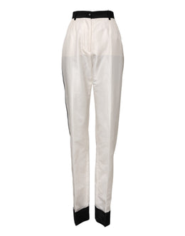 Dolce & Gabbana White High Waist Straight Dress Trouser Pants
