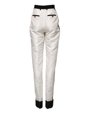 Dolce & Gabbana White High Waist Straight Dress Trouser Pants