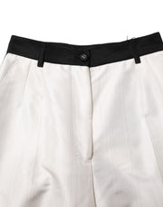 Dolce & Gabbana White High Waist Straight Dress Trouser Pants
