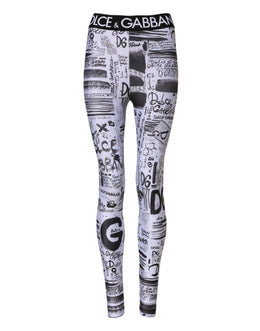 Dolce & Gabbana White Graphic HighWaist Skinny Leggings Pants