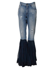 Dolce & Gabbana Blue Cotton High Waist Flared Denim Jeans
