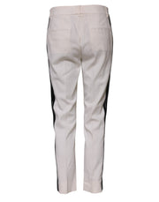 Dolce & Gabbana White Wool Mid Waist Tapered Trouser Pants