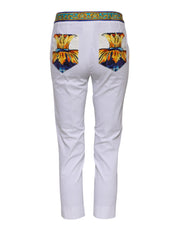 Dolce & Gabbana White Cotton Mid Waist Tapered Trouser Pants