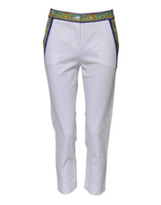 Dolce & Gabbana White Cotton Mid Waist Tapered Trouser Pants