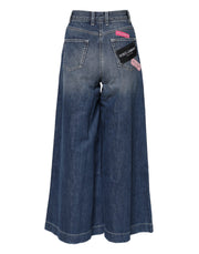 Dolce & Gabbana Blue Cotton High Waist Wide Leg Denim Jeans