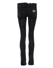Dolce & Gabbana Black Cotton Tattered Skinny Denim Jeans