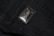 Dolce & Gabbana Black Cotton Tattered Mid Waist Denim Jeans