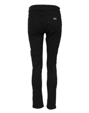 Dolce & Gabbana Black Cotton Logo Skinny Mid Waist Denim Jeans